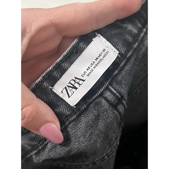 ZARA Women's Black‎ High Rise Denim Cutoff Shorts US 14 Frayed Hem Y2K Grunge - Picture 4 of 7